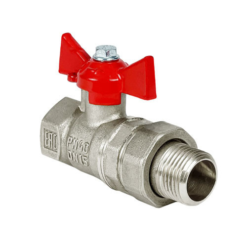 Кран шаровый VALFEX STANDART VF.230 ВР-НР 3/4" Ду 20 Ру 40 с американкой никелированный латунный