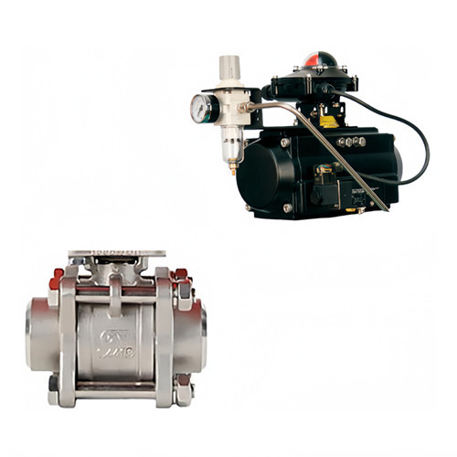 Кран шаровой ABRA BV61 SR DN 80 PN 40 с пневмоприводом нержавеющая сталь