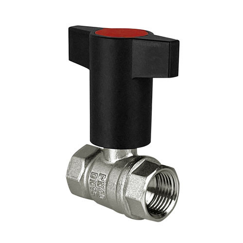 Кран шаровый VALFEX STANDART VF.235 ВР 3/4" Ду 20 Ру 40 c красной ручкой никелированный латунный