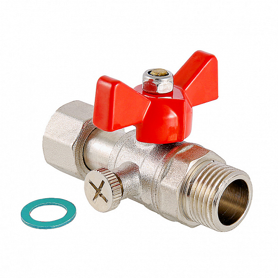 Кран шаровой VALTEC Ду15 (1/2" x 1/4") Ру16 для подключения манометра VT.806.N.0402