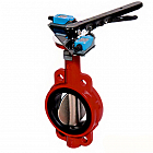 Затвор DENDOR 017W DN 50 PN 10 поворотный дисковый межфланцевый чугунный с рукояткой для систем пожаротушения